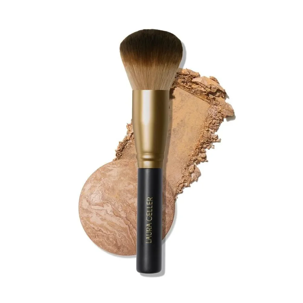 Laura Geller Black Full Face Makeup Brush With Wooden Handle